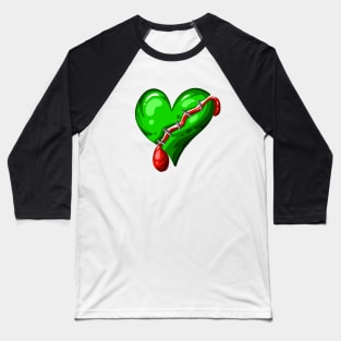 Dead Zombie Heart Cartoon Illustration with Blood and for Valentines Day or Halloween Baseball T-Shirt